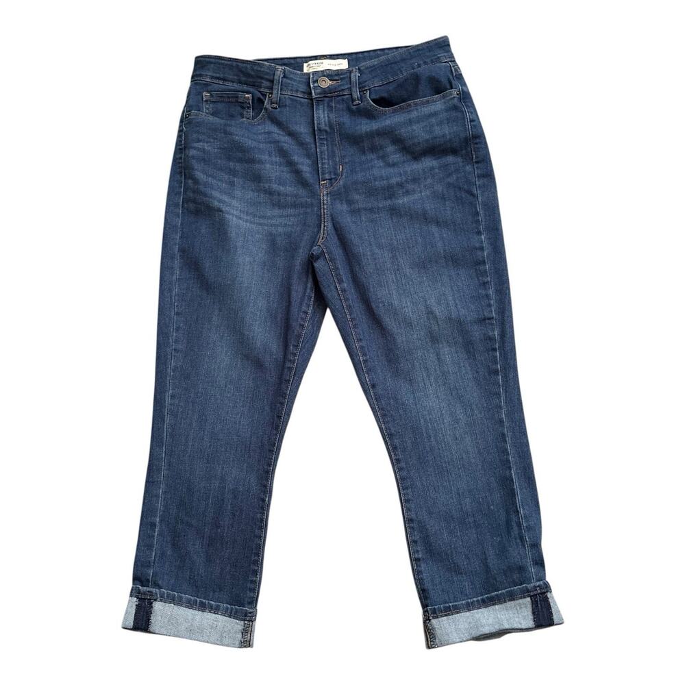 Levi Strauss Signature Gold Jeans Womens 10 Mid Rise Capri Stretch Blue Denim